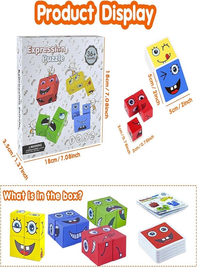Rexez Wooden Cube Puzzle, Expression Toy, Interactive Puzzle Games, Wooden Cubez Game, Puzzle Building Cubez, Family Game - Image 3